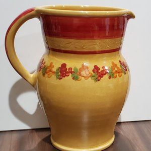 Terre e Provence Pitcher Hand Crafted Painted Terracotta 8" Tall France